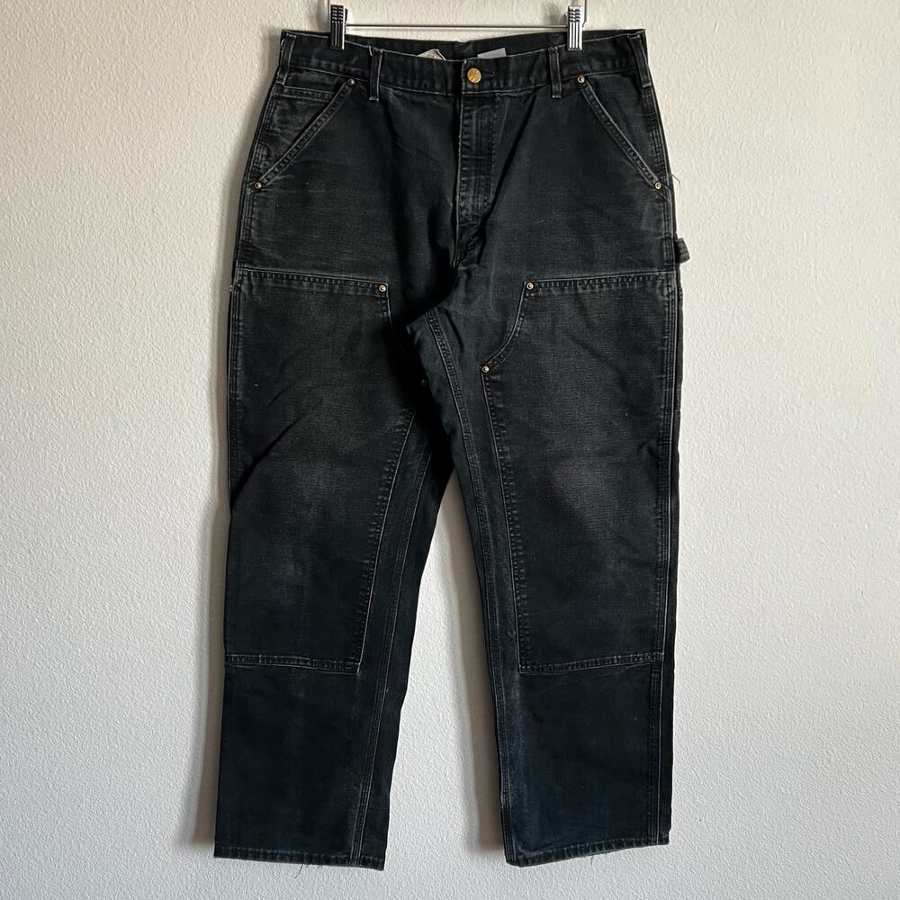 Carhartt B01 BLK faded black double knee work wear carpenter pants
